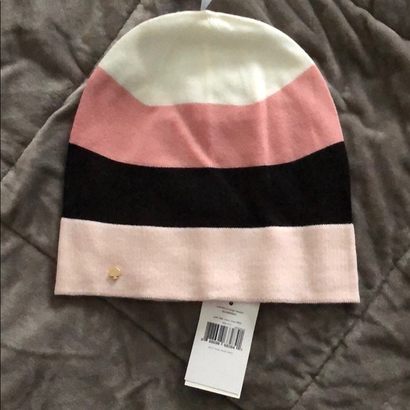 Kate Spade Pnk/BLk/Rose/Crm Beanie and Gloves Set - Picture 2 of 3